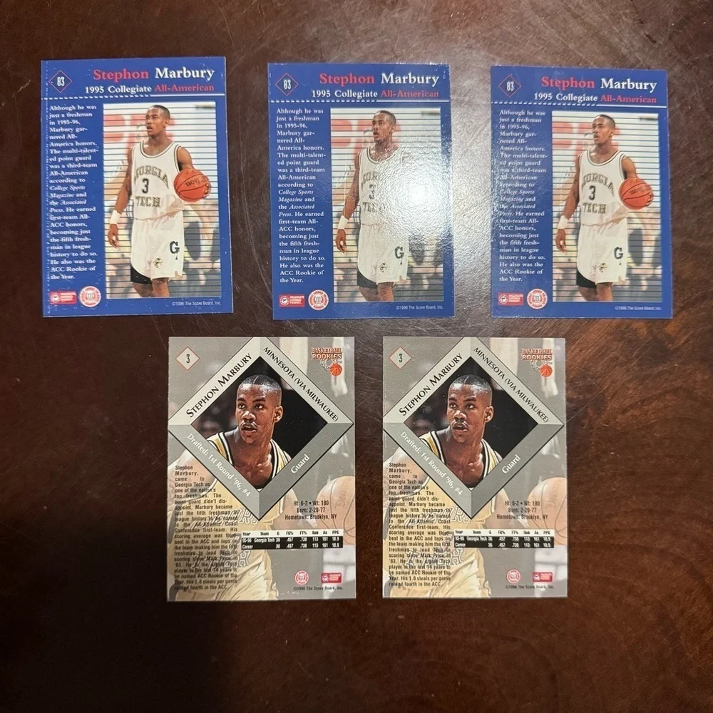 Stephon Marbury RC Lot Georgia Tech College Basketball Card Lot 5 Cards + More